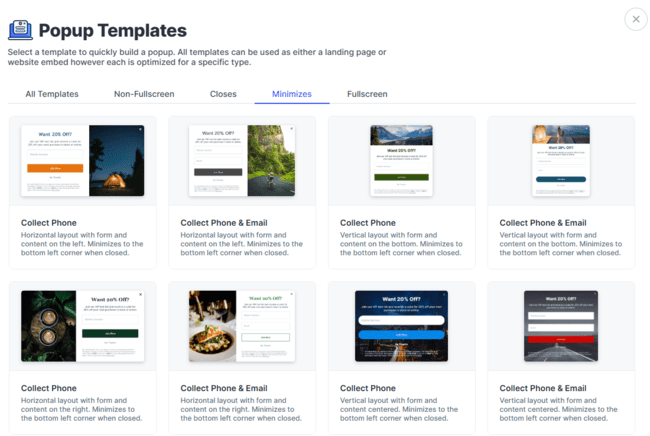SlickText Popup Templates