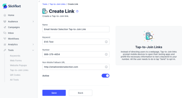 SlickText Tap-to-Join Links