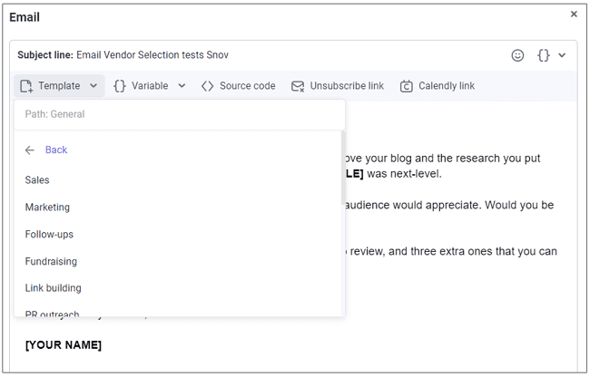 Snov email templates