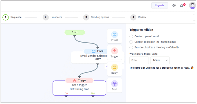 Snov workflow editor