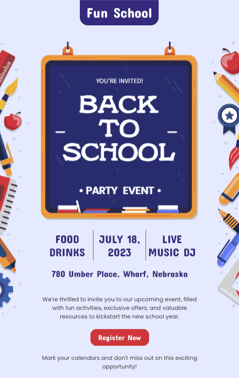 Stripo template back to school event