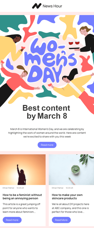 Stripo template women's day colourful newsletter