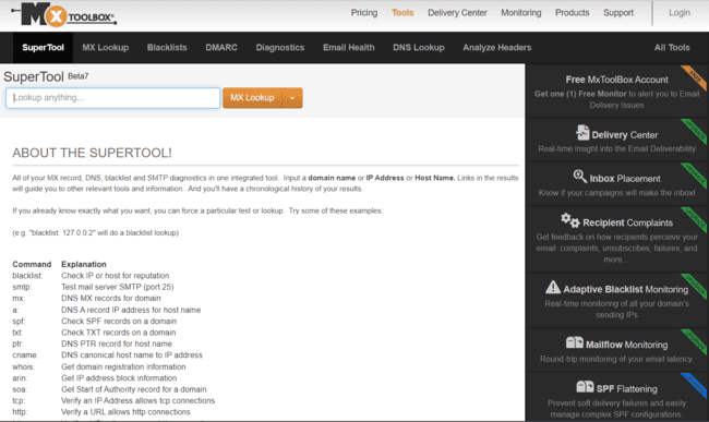 Superherramienta de verificación de reputación IP de MxToolbox