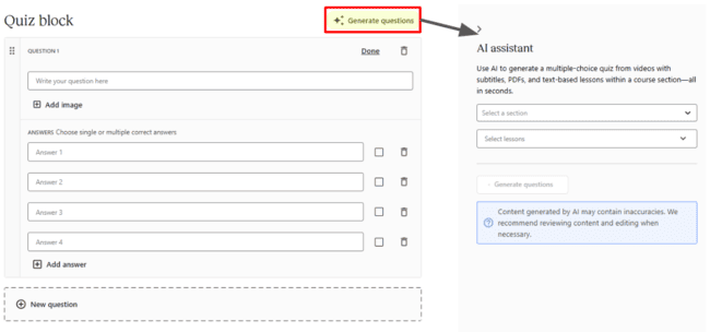 Teachable AI quiz generator