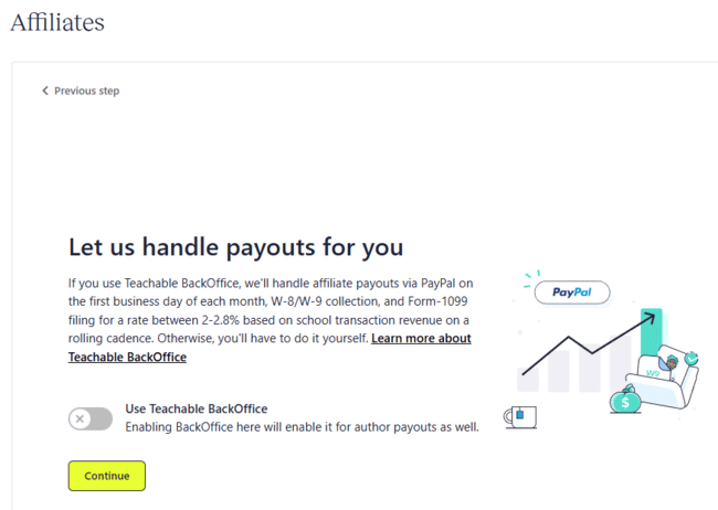 Teachable BackOffice payment administration