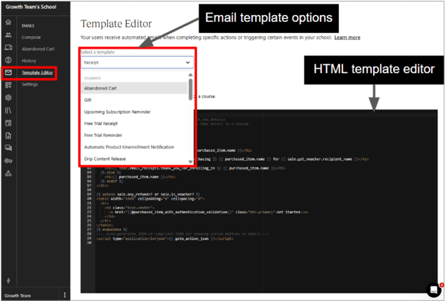 Teachable HTML email templates