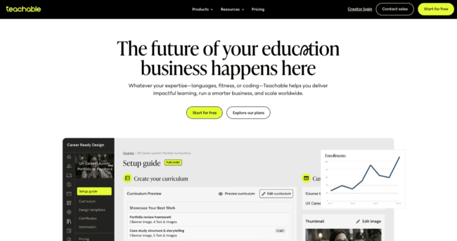 Teachable user-friendly course builder