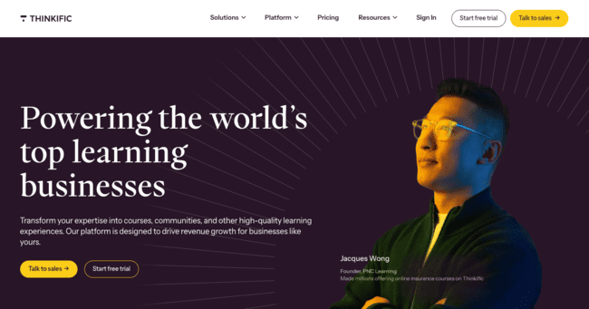 Thinkific course builder for small businesses