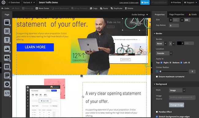 Unbounce landing page editor