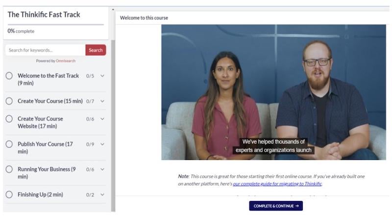Vídeo de bienvenida del curso Fast Track de Thinkific Training