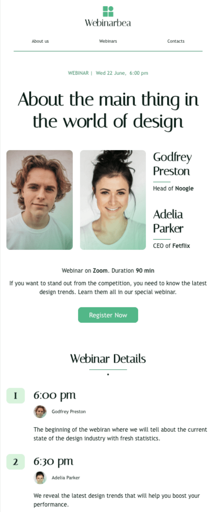 Webinar email template