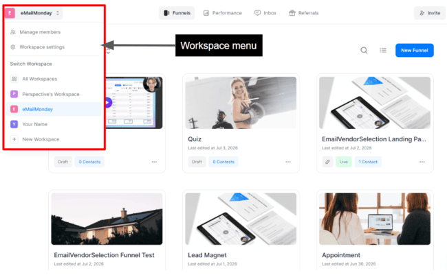 Workspace features in Perspective