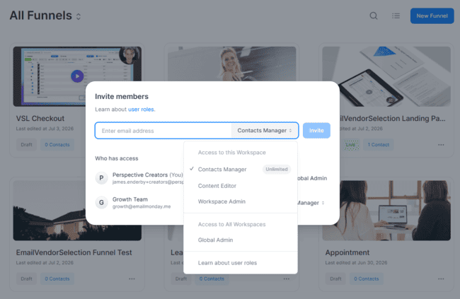 Workspace user permissions in Perspective