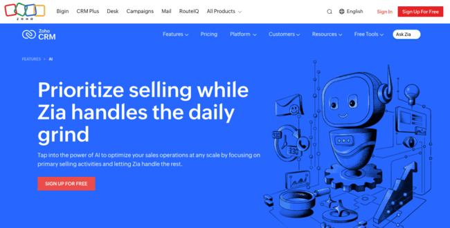 Zoho CRM AI agents for sales