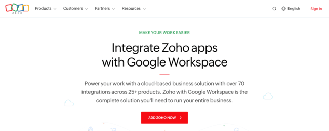Zoho CRM integrations for Google Workspace apps