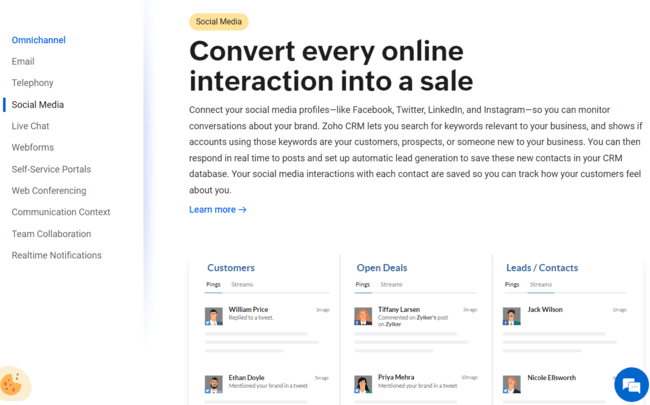 Zoho crm multichannel customer relationship management