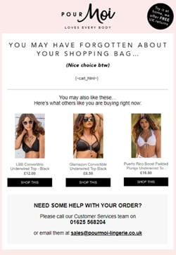 abandonned cart eCommerce example pourmoi