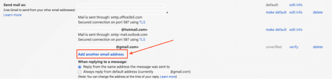 adding another email address to the Gmail smtp server