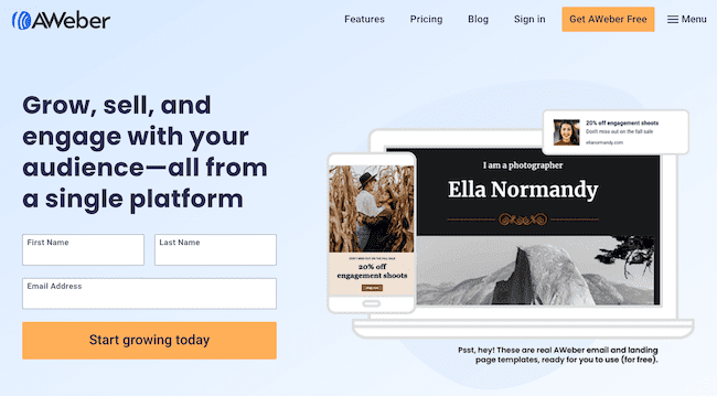 análise do autoresponder de e-mail gratuito e barato da AWeber