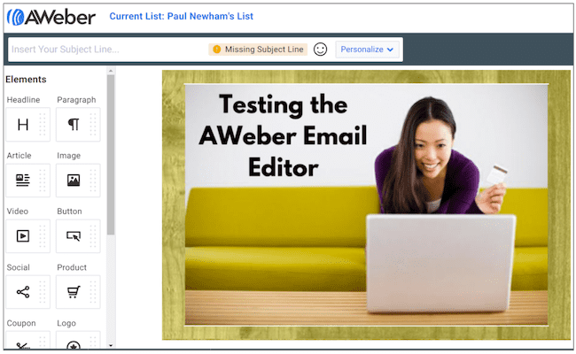 análise do editor gratuito de email AWeber autoresponder