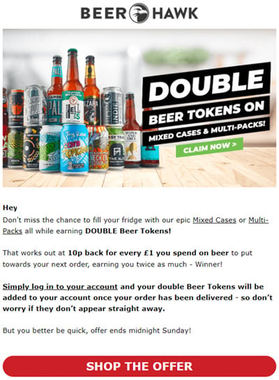 beer hawk loyalty program double point email