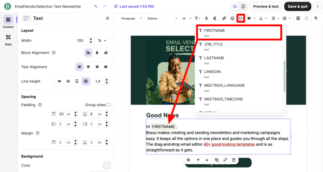 changing fonts in Brevo editor