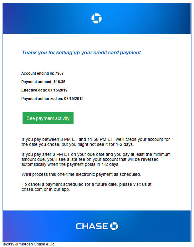 chase creditcard payment-statements transactional email small