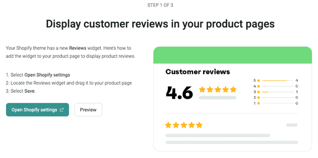 configurar las reseñas de clientes de Shopify en Omnisend