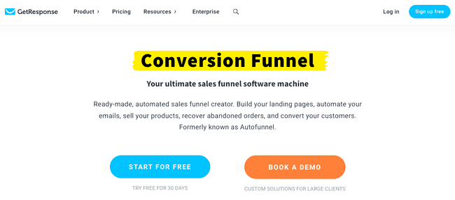 creación visual del funnel de ventas en Getresponse