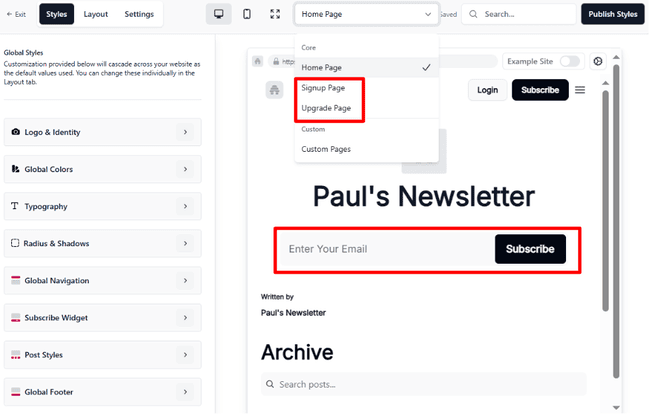 creador de sitios web de beehiiv