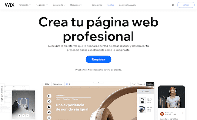 creador gratuito de landing pages Wix