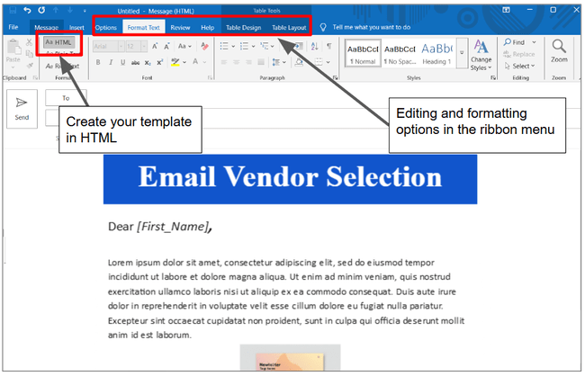 crear plantillas en la aplicación de escritorio clásica de Outlook para Windows con opciones de barra de herramientas de acceso rápido