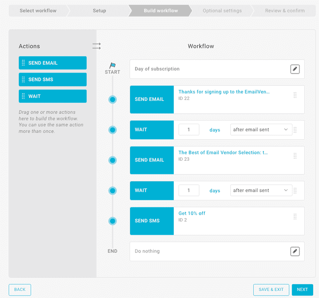 crear un flujo de trabajo de agradecimiento en Mailup