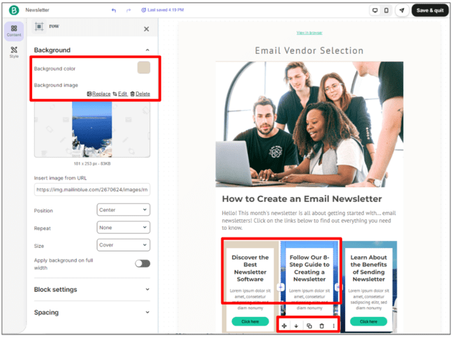 crear una newsletter con la herramienta de arrastrar y soltar de Brevo