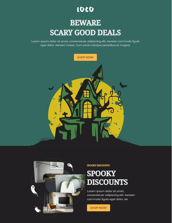 dark colour scheme Outlook email template for halloween