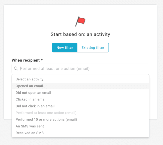 desencadenar la automatización de Mailup mediante la actividad del destinatario