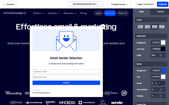 designing a popup form