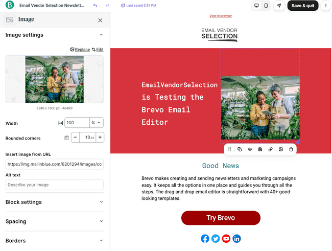 editor da plataforma de e-mail marketing económica Brevo