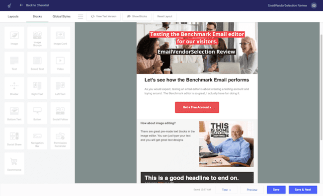 editor de e-mail da Benchmark Email