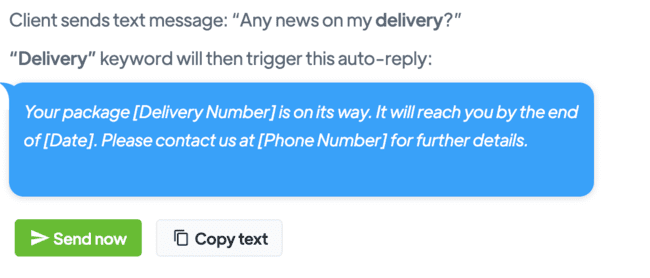 ejemplo de actualización de estado de la reseña de la plataforma de marketing por SMS TextMagic