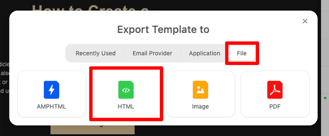 exportar una plantilla como html en Stripo