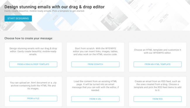 formas de crear correos electrónicos en el software de MailUp