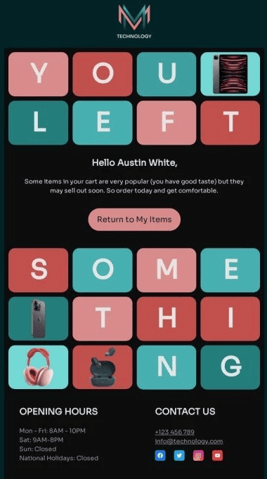 free Mailchimp email template abandoned cart