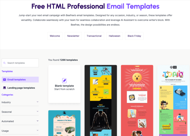 free email templates Beefree HTML template