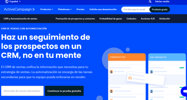 gestión de relaciones con los clientes de ActiveCampaign