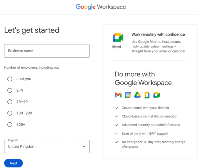 get started with a Google Workspace Account