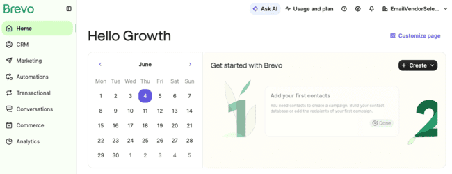 getting started with Brevo homepage