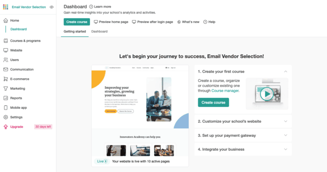 getting started with LearnWorlds onboarding setup