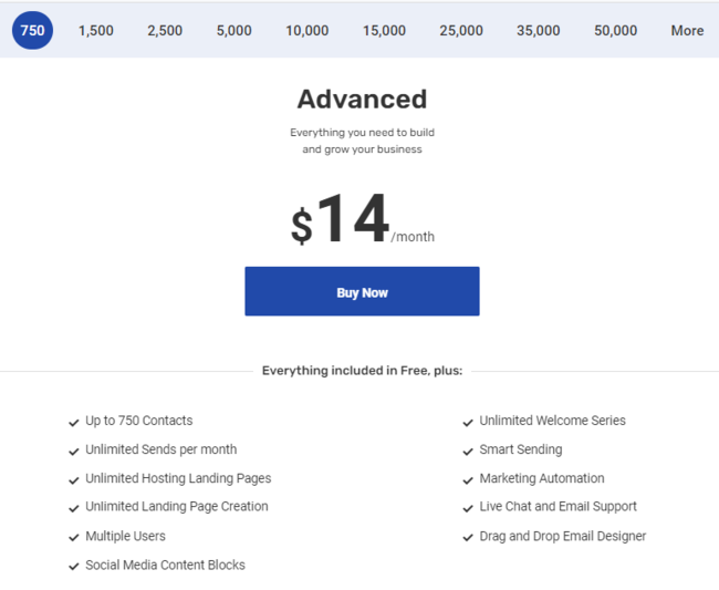 iContact easy and affordable email marketing pricing plan