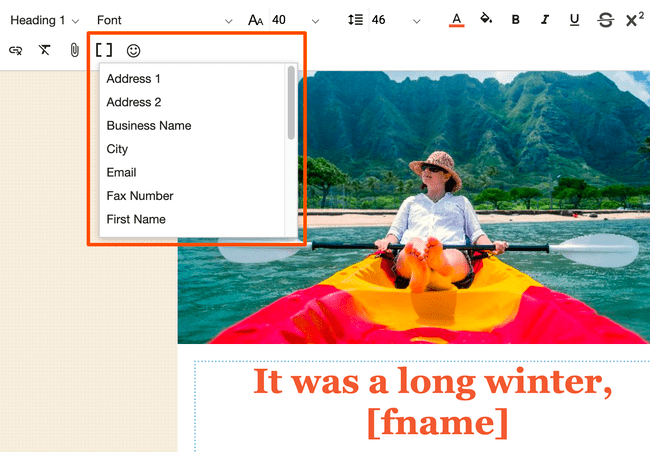 iContact email editor personalization block